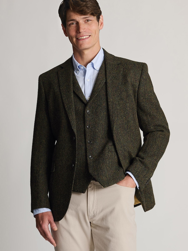 Brook Taverner Green Herringbone Harris Tweed® Jacket - Image 2 of 5