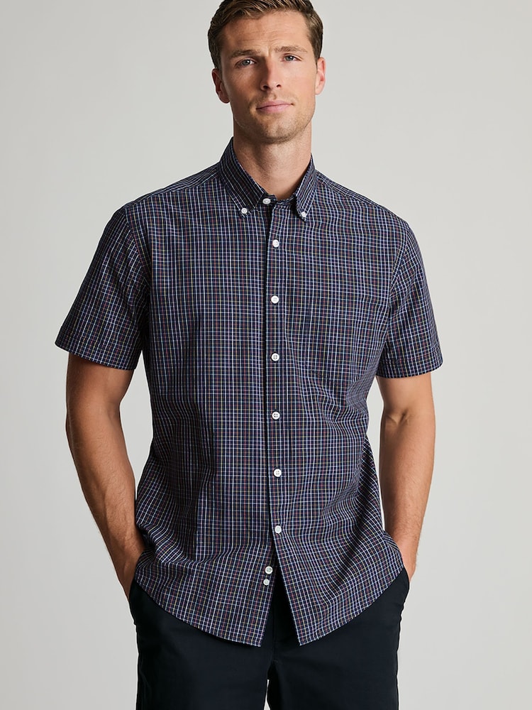 Brook Taverner Blue Check Portofino Short Sleeve Shirt - Image 1 of 4
