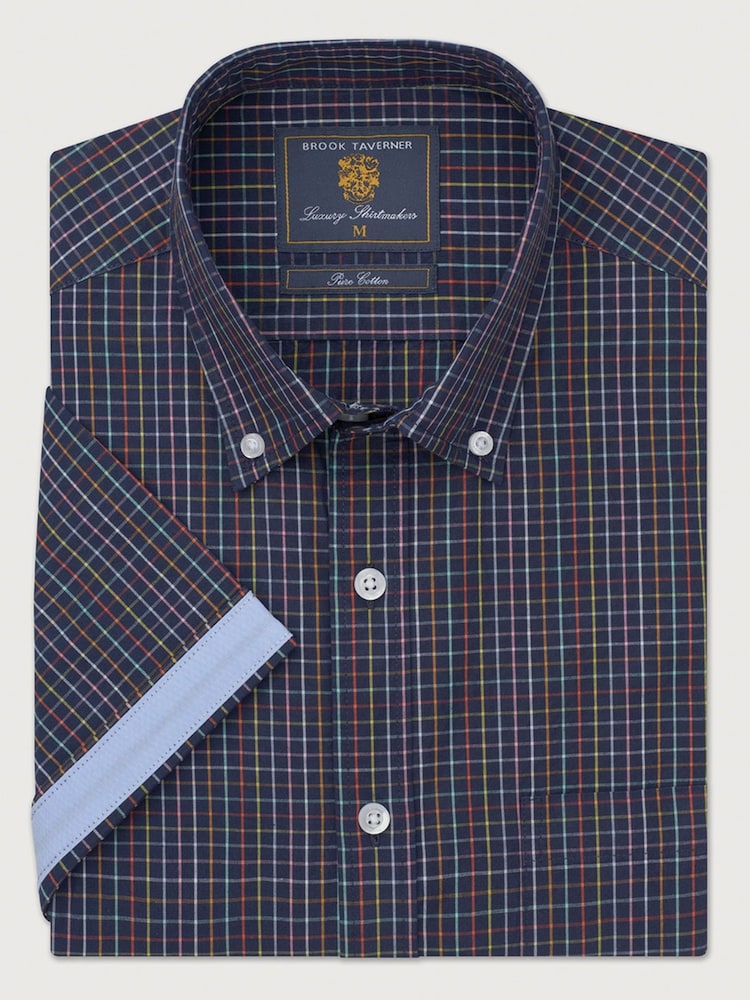 Brook Taverner Blue Check Portofino Short Sleeve Shirt - Image 2 of 4
