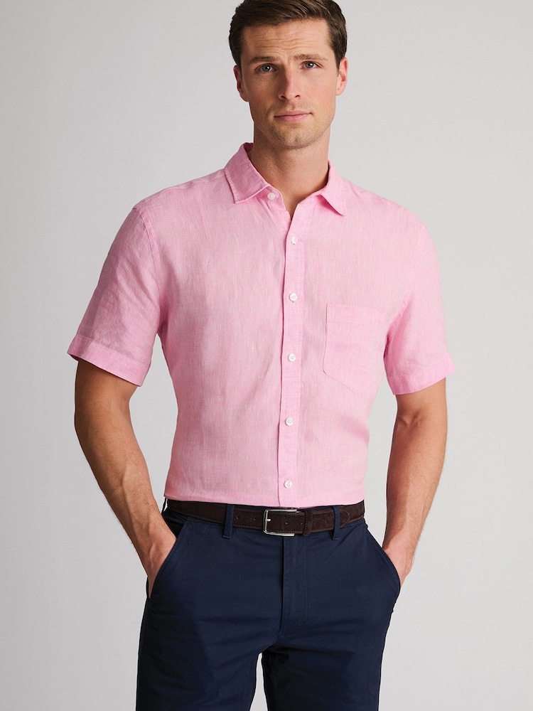 وردي - Brook Taverner Pure Linen Short Sleeve Shirt - Image 1 of 6
