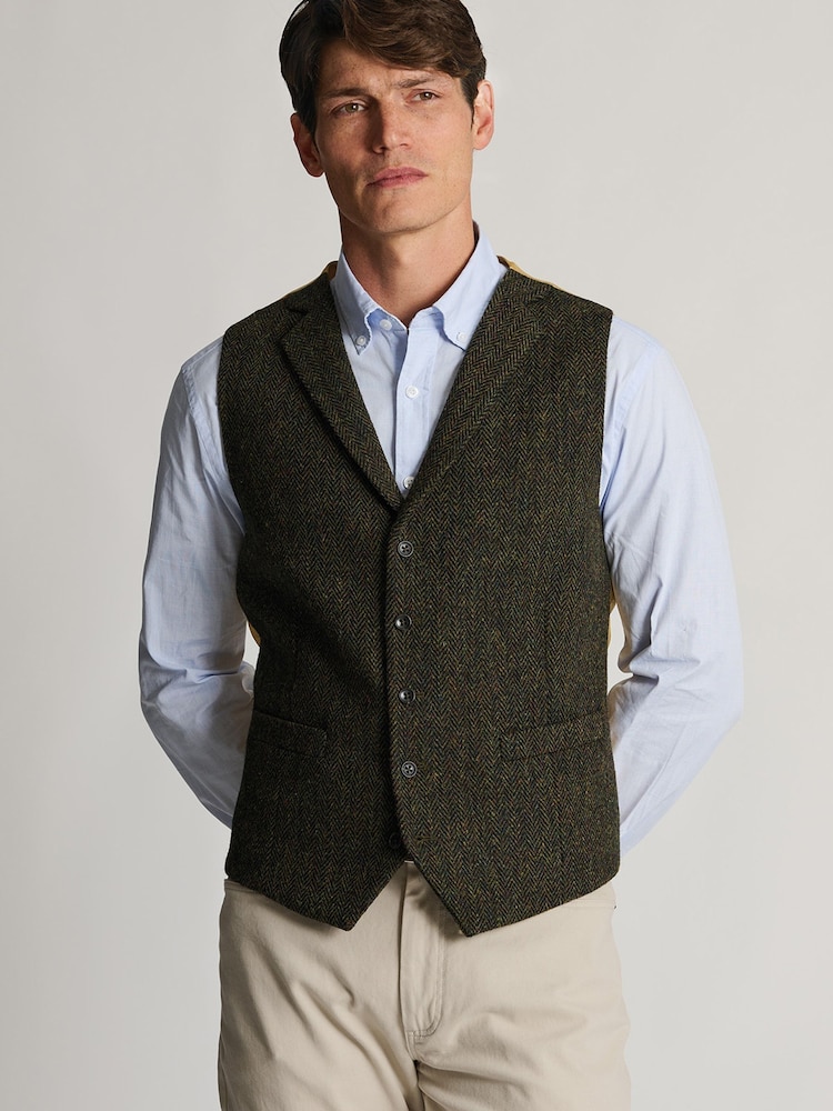 Brook Taverner Green Herringbone Harris Tweed® Waistcoat - Image 1 of 1