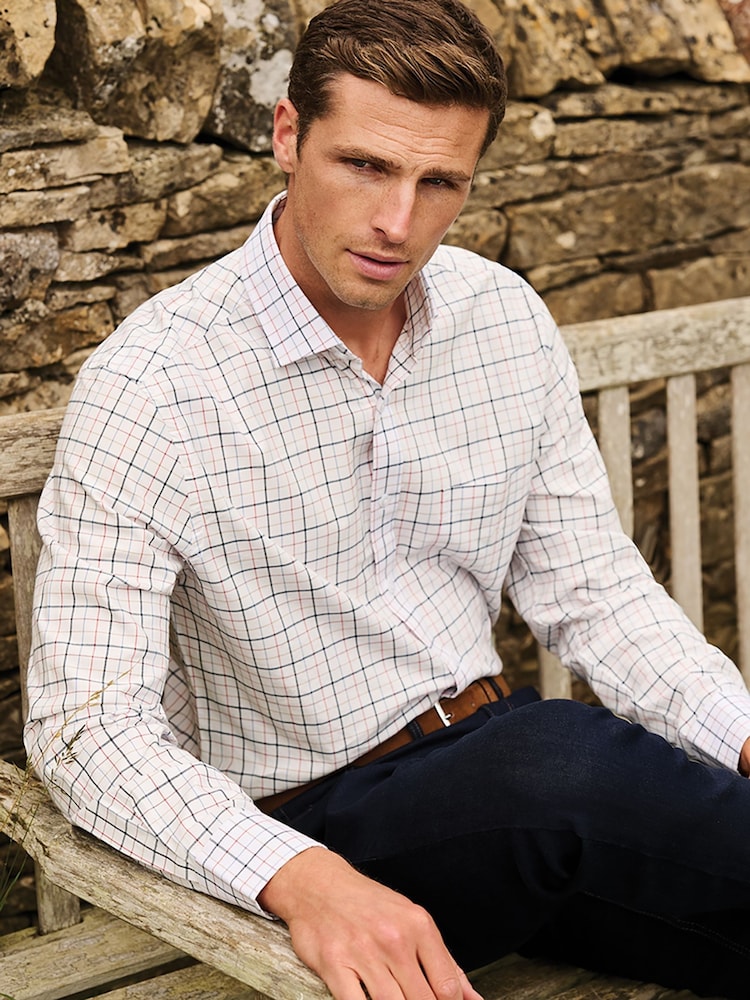 Brook Taverner White Tattersall Check Cotton Shirt - Image 1 of 10