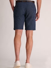 Brook Taverner Blue End-on-End Linen Cotton Shorts - Image 2 of 4