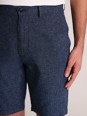 Brook Taverner Blue End-on-End Linen Cotton Shorts - Image 3 of 4