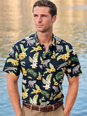 Brook Taverner Black Leopard Short Sleeve Shirt - Image 1 of 7