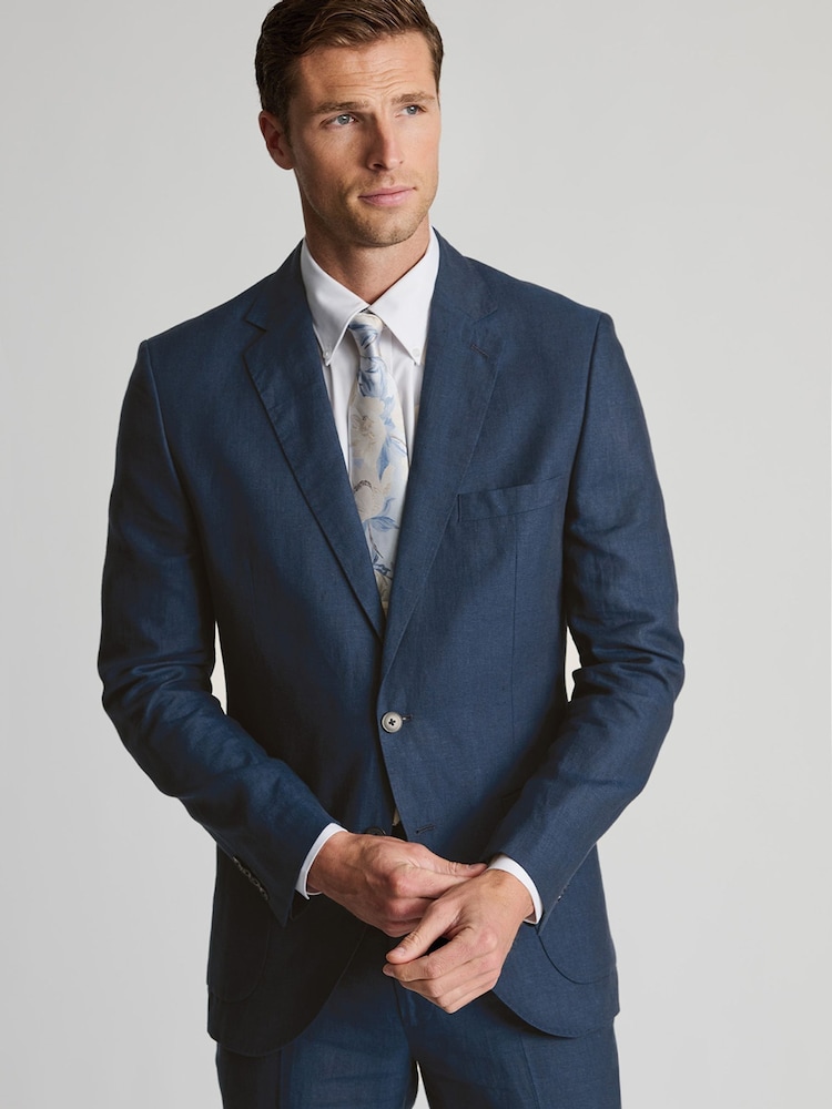 Brook Taverner Blue Pure Linen Suit Jacket - Image 1 of 6