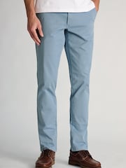 Brook Taverner Blue Tailored Fit Garment Dyed Cotton Stretch Trousers - Image 1 of 4