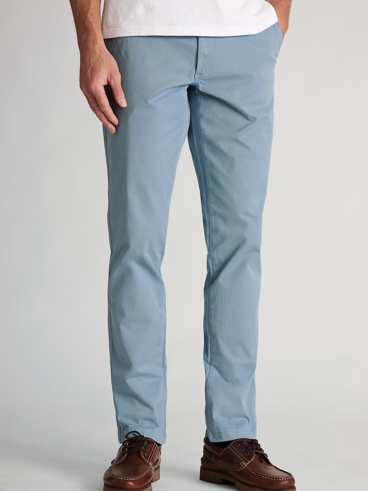 Brook Taverner Blue Tailored Fit Garment Dyed Cotton Stretch Trousers - Image 1 of 4