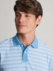Brook Taverner Blue Textured Stripe Cotton Polo Shirt - Image 2 of 3