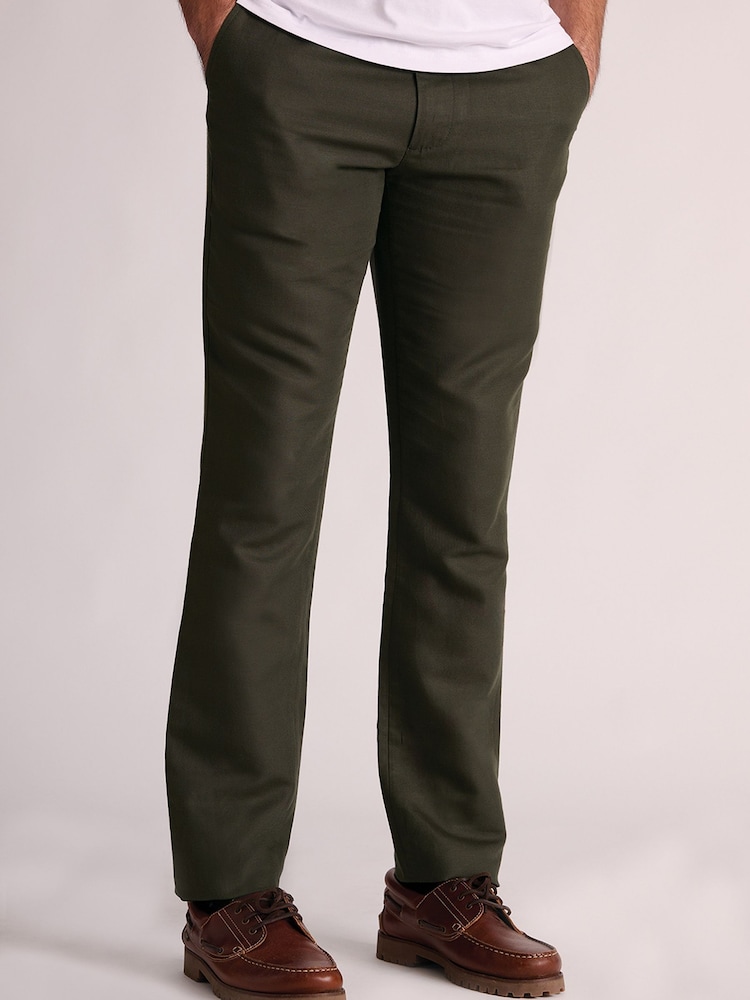Brook Taverner Green Regular Fit Linen Cotton Trousers - Image 1 of 4