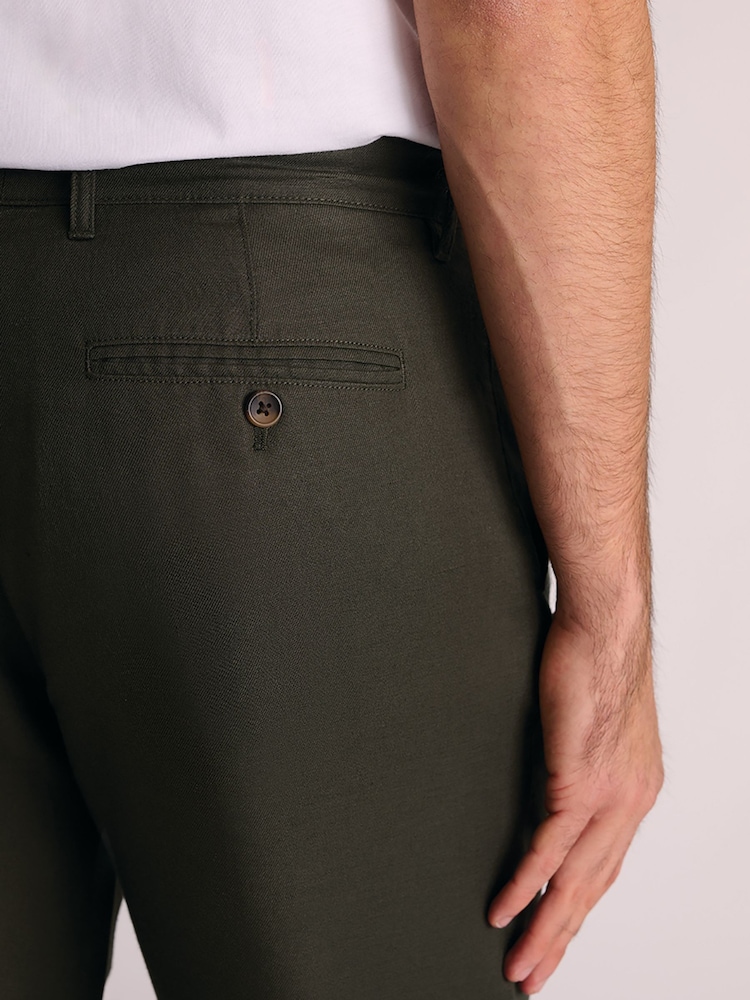 Brook Taverner Green Regular Fit Linen Cotton Trousers - Image 4 of 4