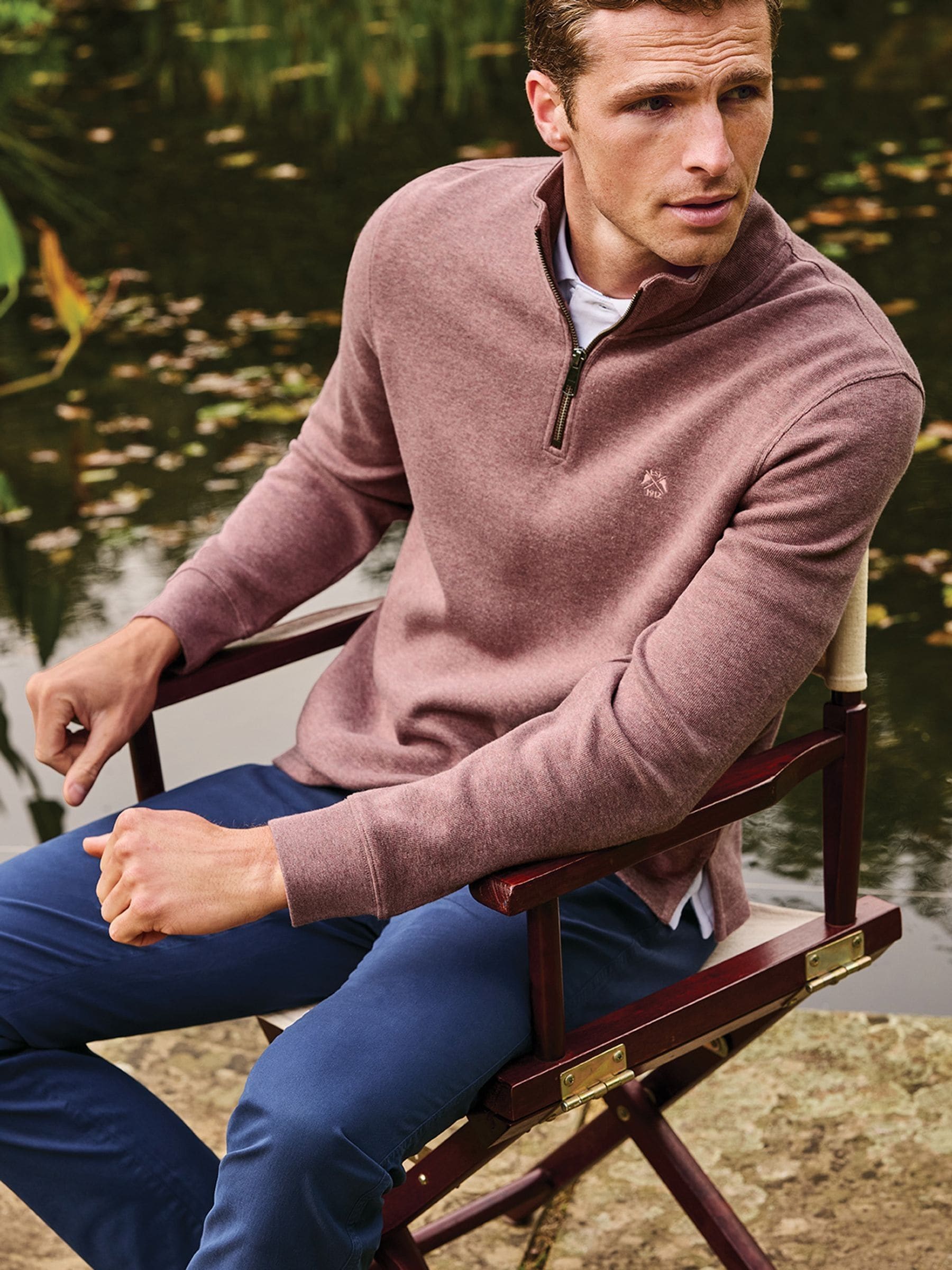 Buy Brook Taverner Pink Melange French Rib Cotton Quarter Zip