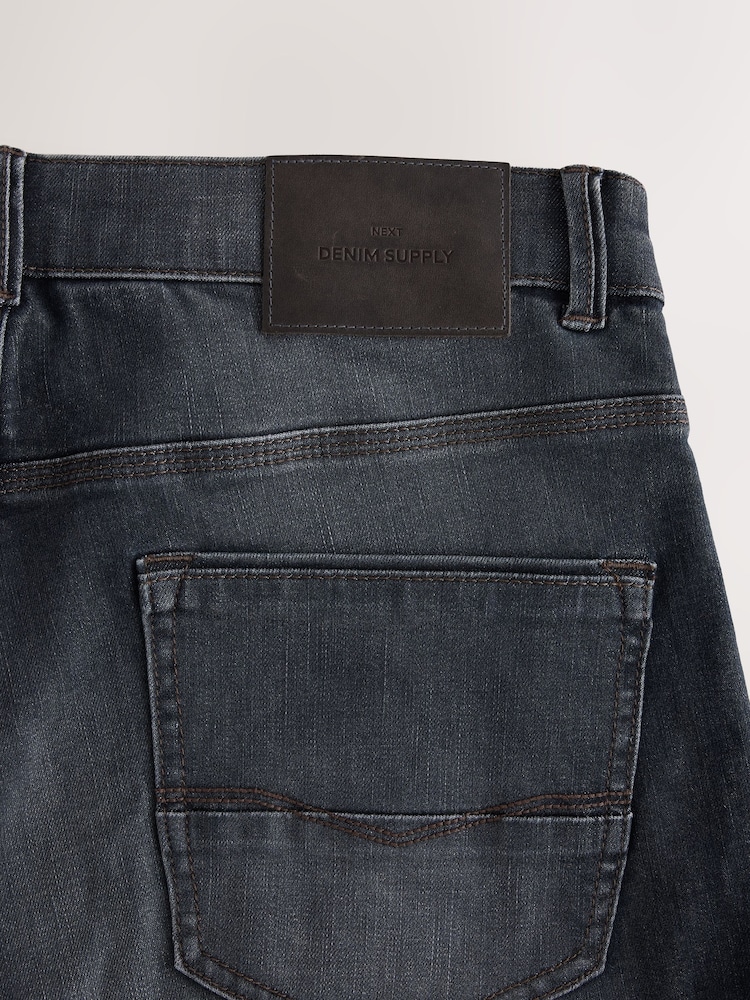Charcoal Blue Straight Fit Authentic Stretch Denim Jeans - Image 11 of 11 Charcoal Blue Straight Fit Authentic Stretch Denim Jeans - Image 11 of 11