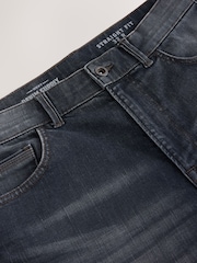Charcoal Blue Straight Fit Authentic Stretch Denim Jeans - Image 9 of 11