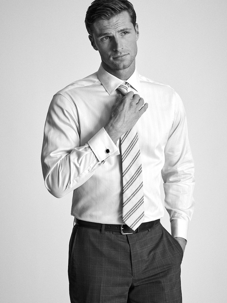 Brook Taverner Blue Textured Stripe Egyptian Shirt - Image 2 of 7