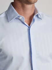 Brook Taverner Blue Textured Stripe Egyptian Shirt - Image 3 of 7