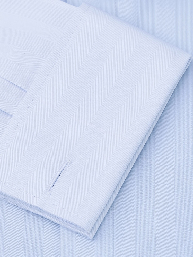 Brook Taverner Blue Textured Stripe Egyptian Shirt - Image 7 of 7