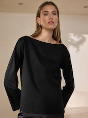 Schwarz - Langärmliges N. Premium SUPIMA® T-Shirt mit Rundhalsausschnitt - Bild 1 von 4