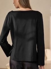 Schwarz - Langärmliges N. Premium SUPIMA® T-Shirt mit Rundhalsausschnitt - Bild 3 von 4