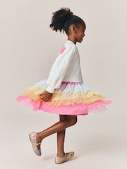 Little Bird by Jools Oliver Rainbow Heart Sweat & Tulle Tutu Dress - Image 2 of 4