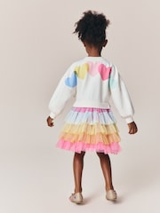 Little Bird by Jools Oliver Rainbow Heart Sweat & Tulle Tutu Dress - Image 3 of 4