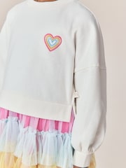 Little Bird by Jools Oliver Rainbow Heart Sweat & Tulle Tutu Dress - Image 4 of 4