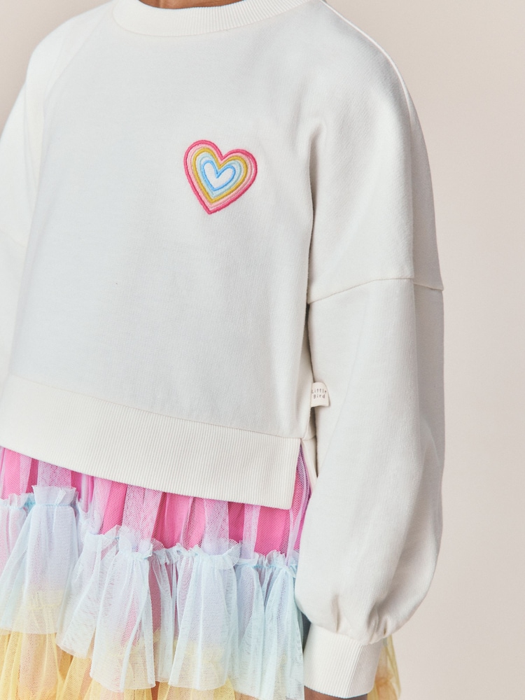 Little Bird by Jools Oliver Rainbow Heart Sweat & Tulle Tutu Dress - Image 4 of 4 Little Bird by Jools Oliver Rainbow Heart Sweat & Tulle Tutu Dress - Image 4 of 4
