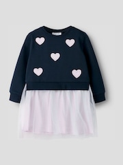 Name It Navy/Pink Heart Tulle Skirt Dress - Image 1 of 3