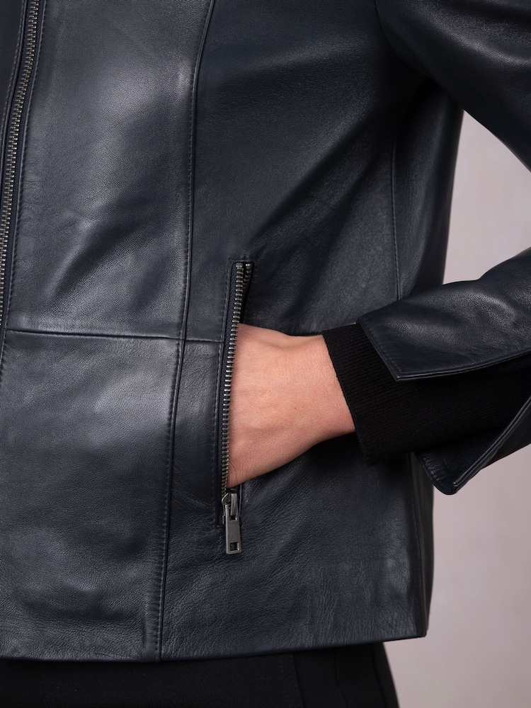 Lakeland Leather Blue Fairnam Collared Jacket - Image 7 of 7