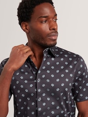 Ted Baker Blue Short Sleeve Regular Ditsy Floral Print Shirt - Image 5 of 6