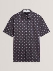 Ted Baker Blue Short Sleeve Regular Ditsy Floral Print Shirt - Image 6 of 6