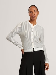 Ted Baker Cream Knitted Crew Neck Cropped Cardigan - Image 1 of 6