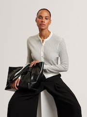 Ted Baker Cream Knitted Crew Neck Cropped Cardigan - Image 3 of 6