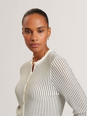 Ted Baker Cream Knitted Crew Neck Cropped Cardigan - Image 4 of 6