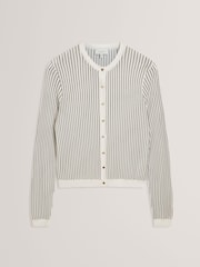 Ted Baker Cream Knitted Crew Neck Cropped Cardigan - Image 5 of 6