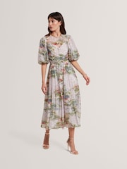 Rochie midi cu imprimeu și mâneci bufante Ted Baker - Imaginea 1 din 7