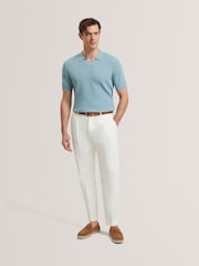 Ted Baker Blue Short Sleeve Zig Zag Stitch Polo Shirt - Image 5 of 7