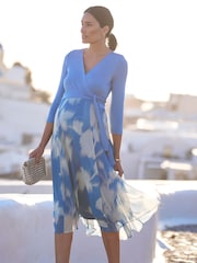 Niebieski - Seraphine Premium Maternity & Nursing Wrap Dress - Obraz 1 z 3