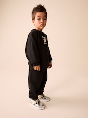 Black Back Print Crew Neck Joggers Set (3mths-7yrs) - Image 1 of 10
