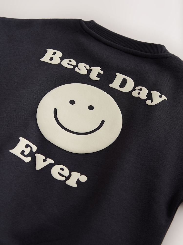 Black Back Print Crew Neck Joggers Set (3mths-7yrs) - Image 10 of 10 Black Back Print Crew Neck Joggers Set (3mths-7yrs) - Image 10 of 10