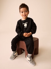 Black Back Print Crew Neck Joggers Set (3mths-7yrs) - Image 3 of 10