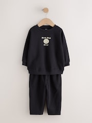 Black Back Print Crew Neck Joggers Set (3mths-7yrs) - Image 6 of 10