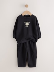Black Back Print Crew Neck Joggers Set (3mths-7yrs) - Image 7 of 10