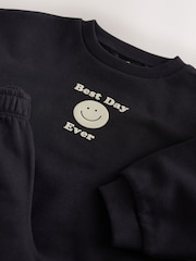 Black Back Print Crew Neck Joggers Set (3mths-7yrs) - Image 9 of 10