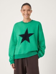 Hush Green Star Graphic Towelling Sweatshirt - Image 1 of 4