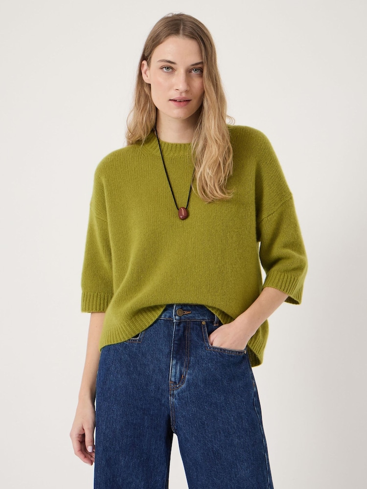 Hush Green Cherrie Chunky Cashmere T-Shirt - Image 1 of 6