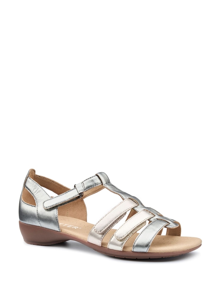 Hotter Metallic Metalic Extra Wide Fit Solei Touch-Fastening Casual Sandals - Image 2 of 4