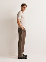 John Smedley Natural Adrian Short Sleeve Knitted Polo Shirt - Image 2 of 5