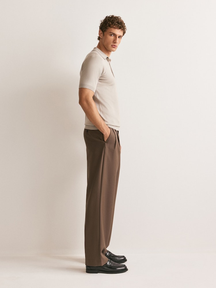 John Smedley Natural Adrian Short Sleeve Knitted Polo Shirt - Image 2 of 5