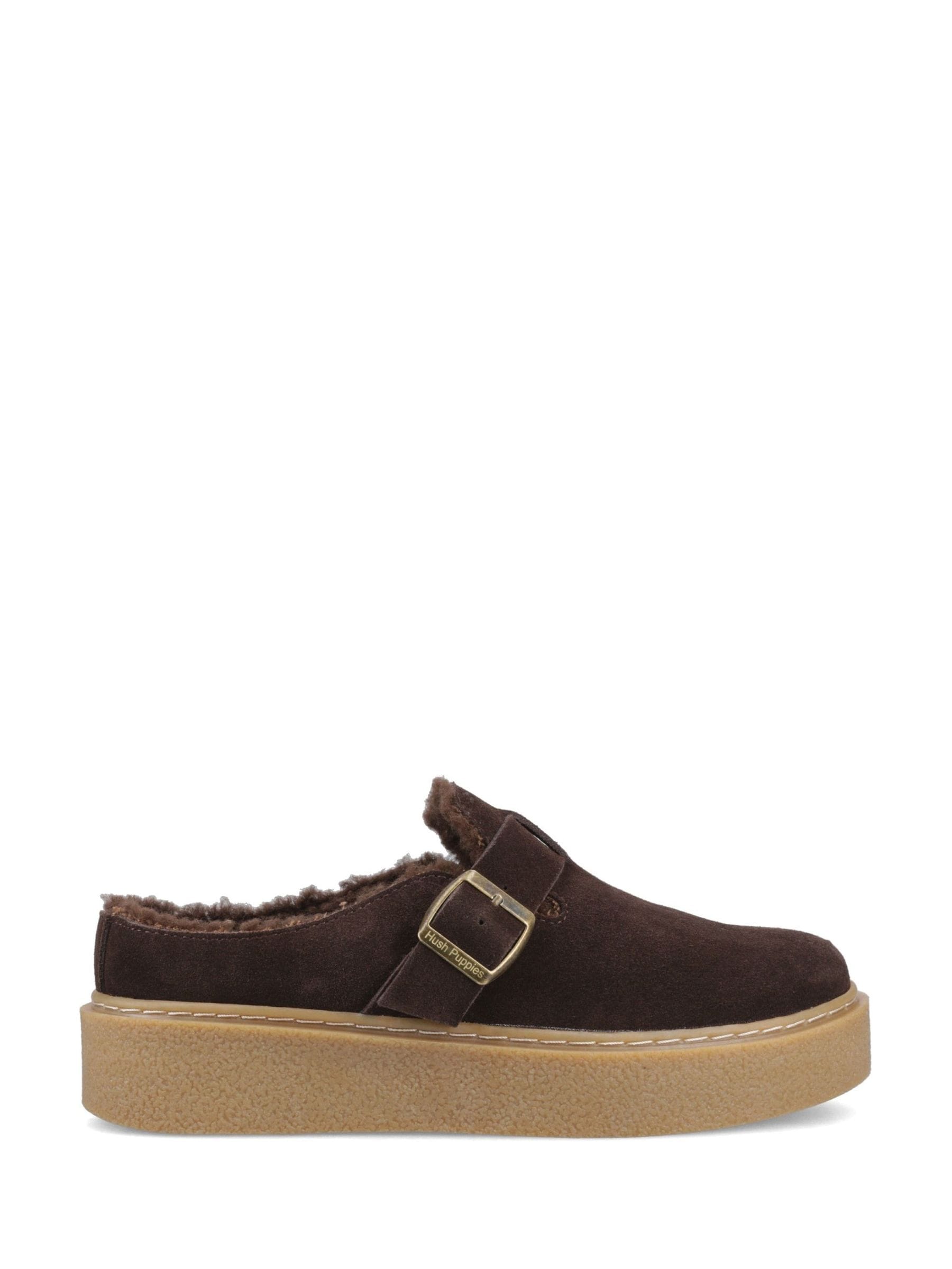Hush Puppies Women's Chocolate Brown Blanche Fur Suede Mules - Image 5